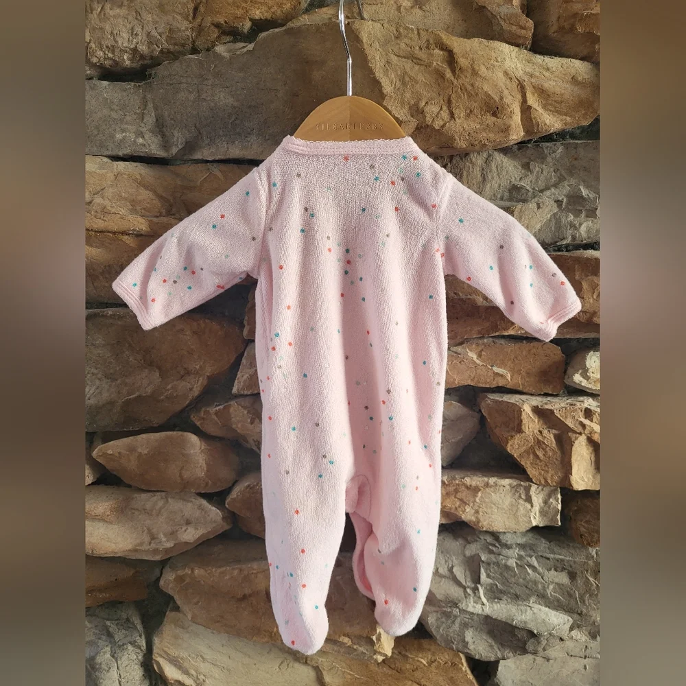 Carter's Light Pink Footie with Owl and Dots
